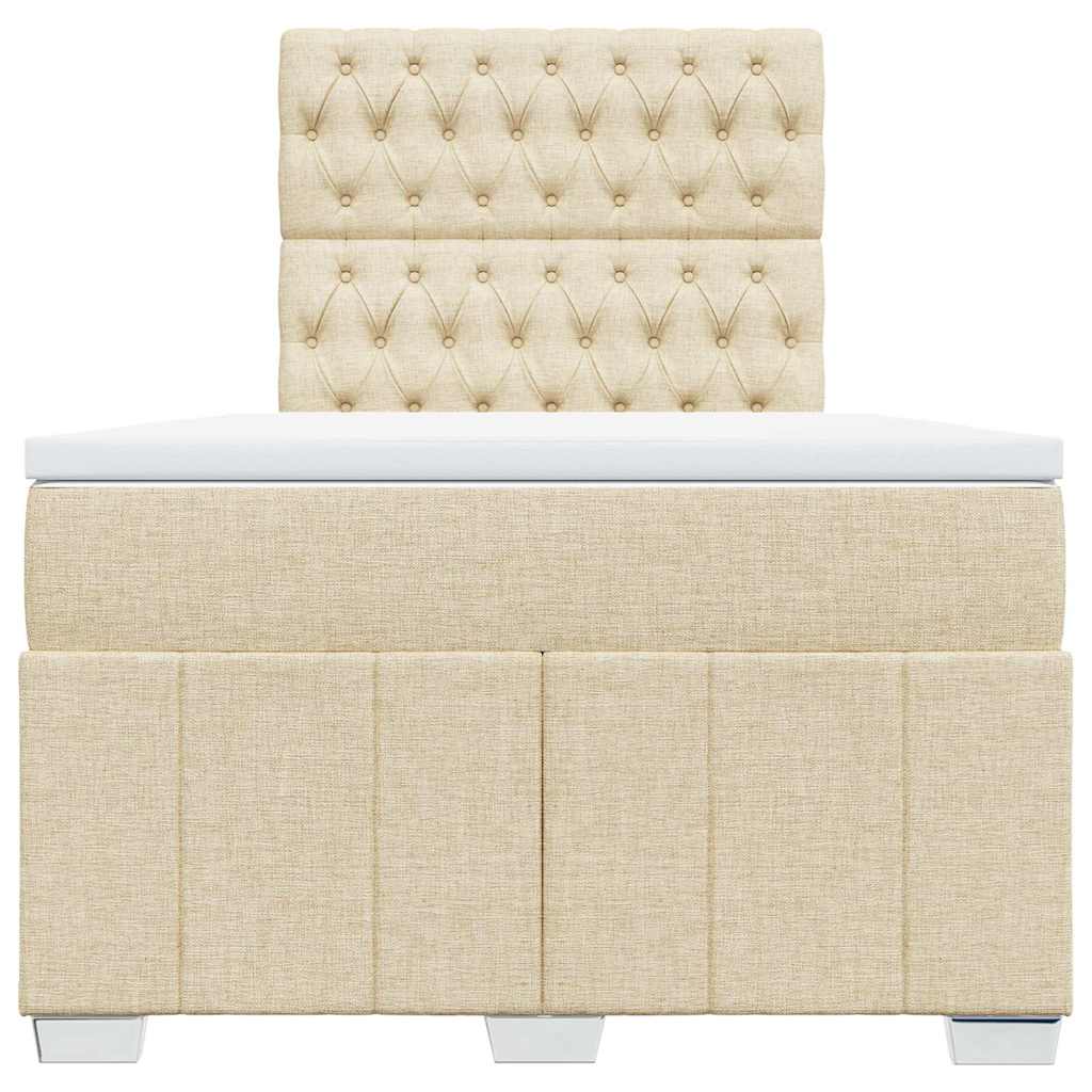 Sommier à lattes de lit avec matelas crème 120x190 cm tissu