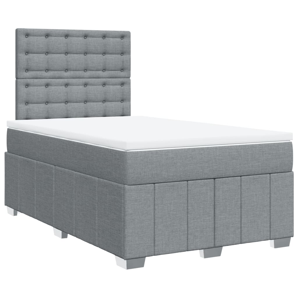 Sommier à lattes de lit et matelas gris clair 120x190 cm tissu - XIOS