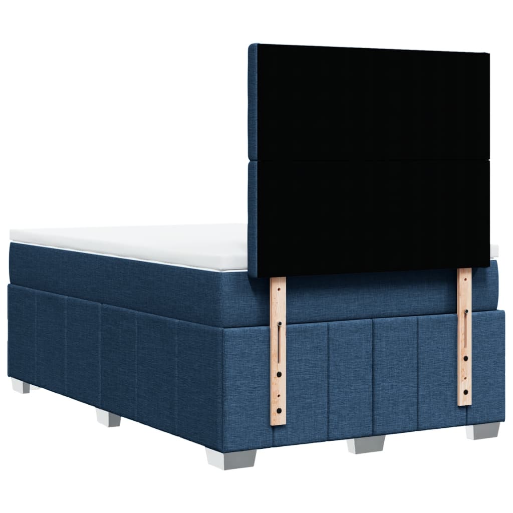 Sommier à lattes de lit avec matelas bleu 120x190 cm tissu - XIOS