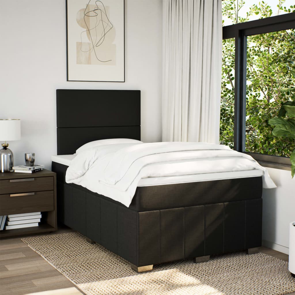 Sommier à lattes de lit avec matelas Noir 120x200 cm Tissu - XIOS