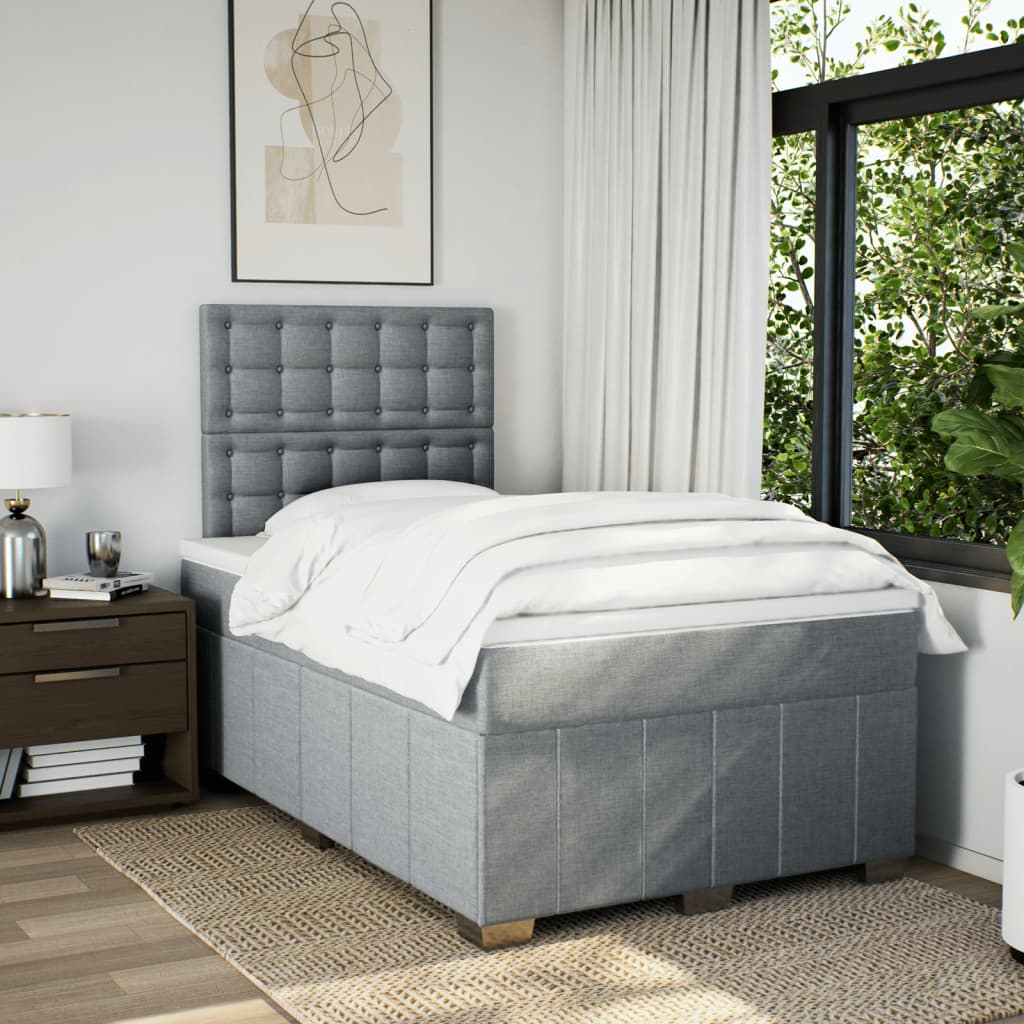 Sommier à lattes de lit avec matelas Gris clair 120x200cm Tissu