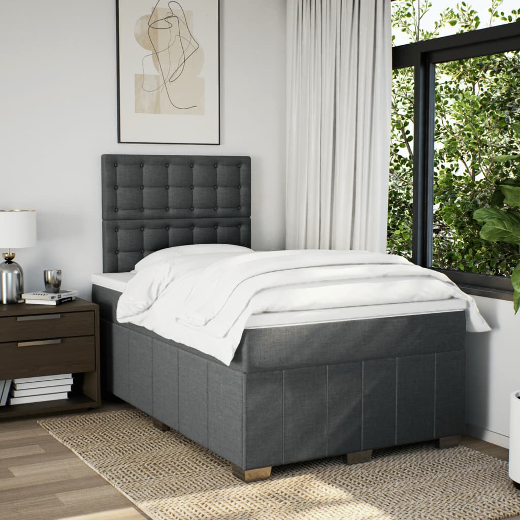 Sommier à lattes de lit avec matelas Gris foncé 120x200cm Tissu - XIOS