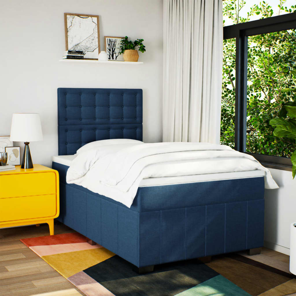 Sommier à lattes de lit avec matelas Bleu 120x200 cm Tissu - XIOS