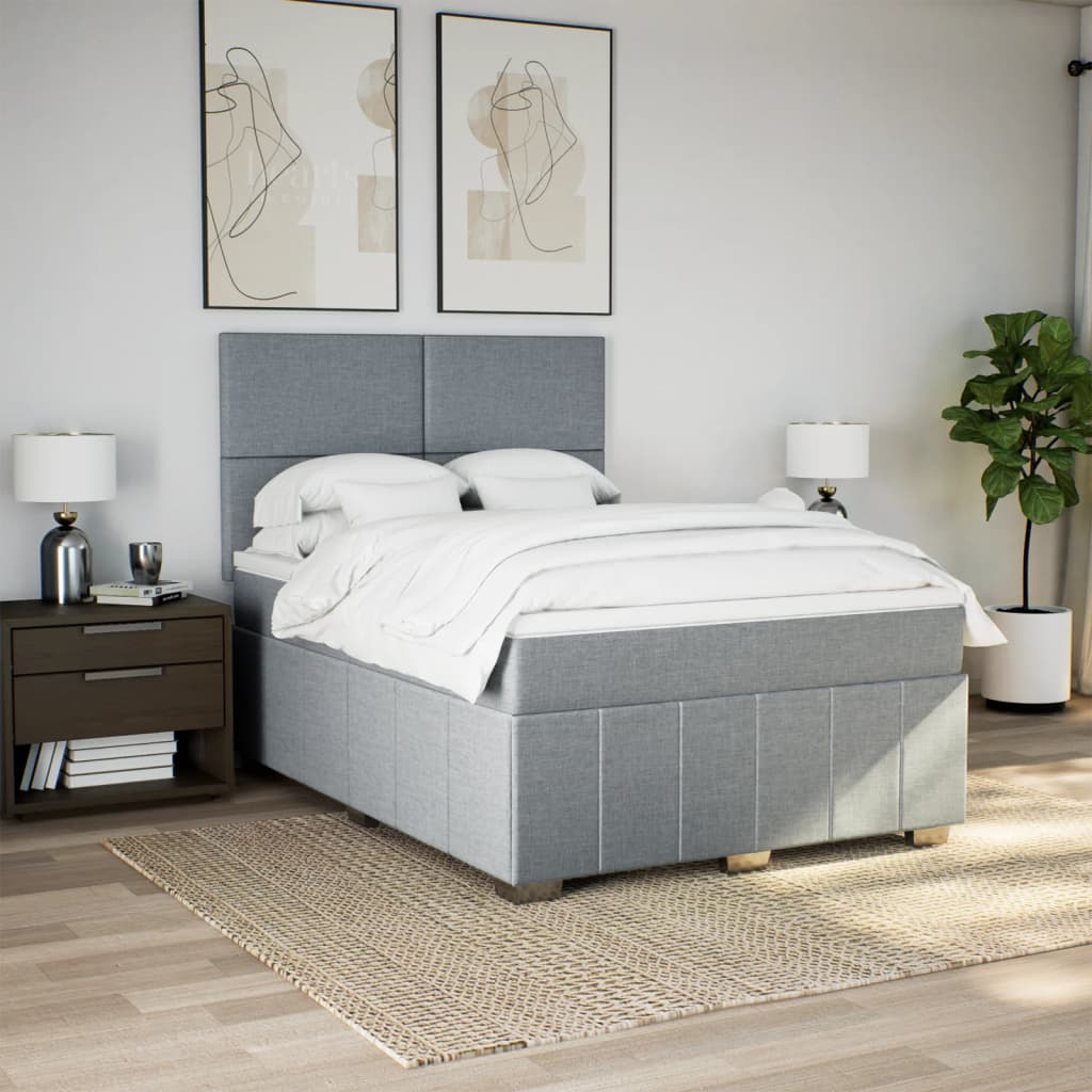 Sommier à lattes de lit avec matelas Gris clair 140x190cm Tissu - XIOS