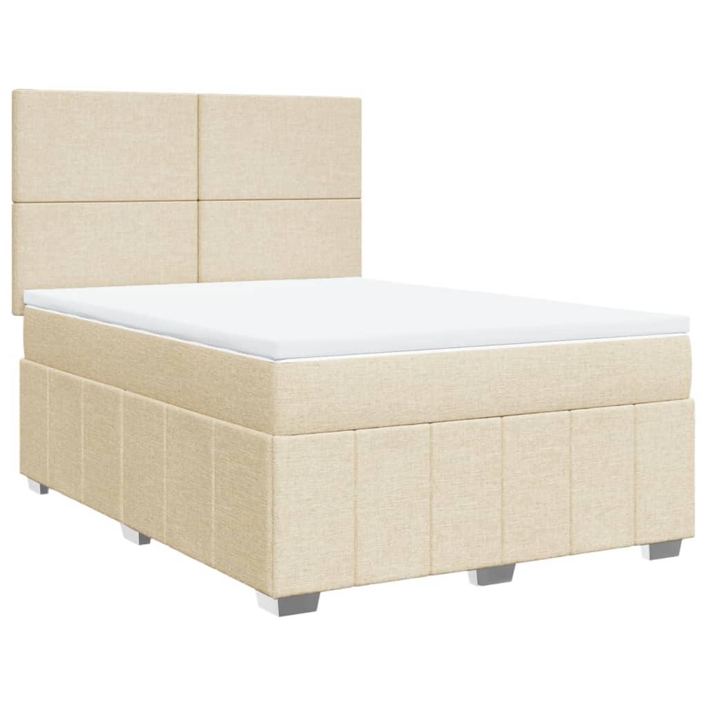 Sommier à lattes de lit avec matelas Crème 140x190 cm Tissu - XIOS