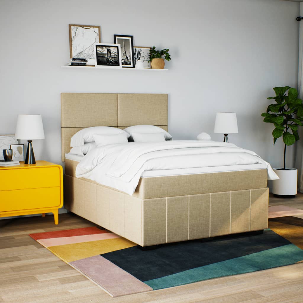 Sommier à lattes de lit avec matelas Crème 140x190 cm Tissu - XIOS