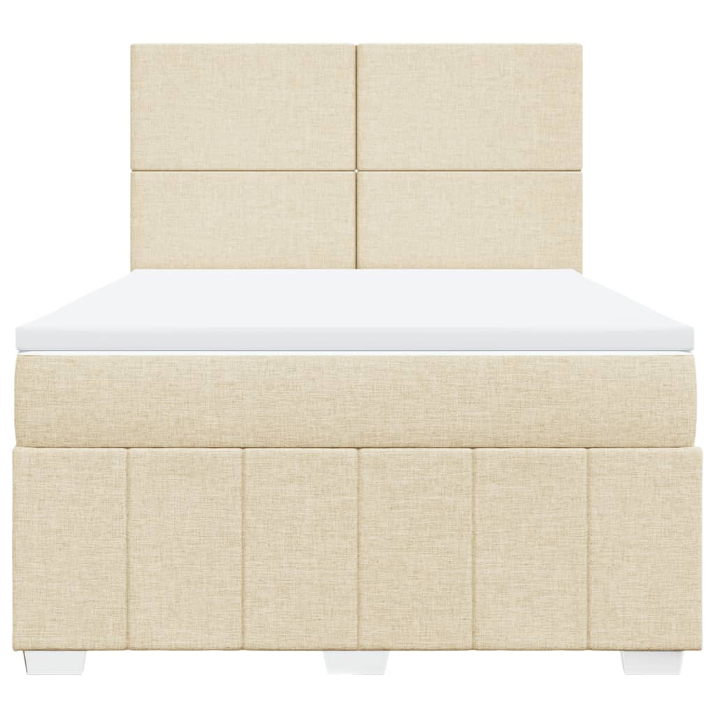Sommier à lattes de lit avec matelas Crème 140x190 cm Tissu - XIOS