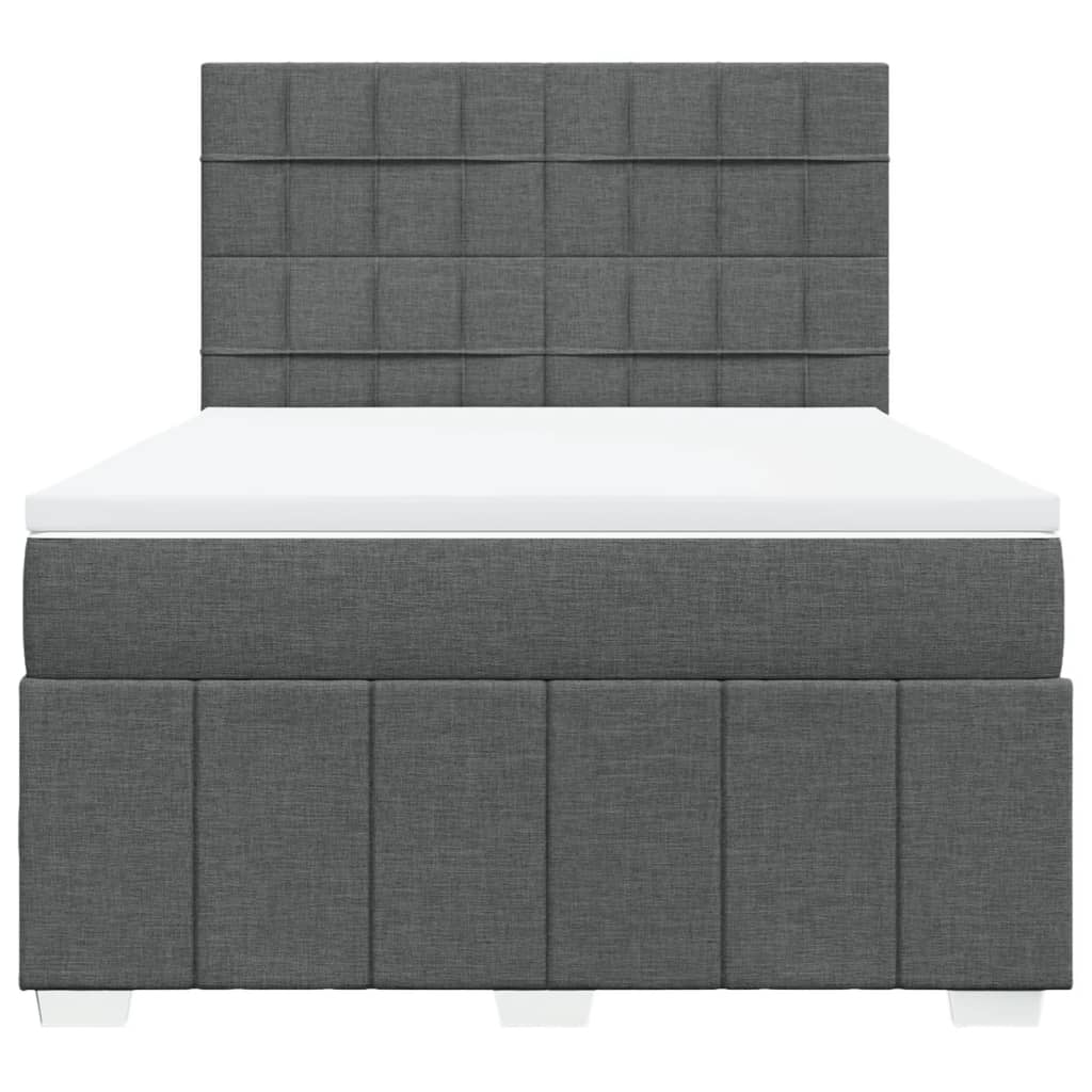 Sommier à lattes de lit avec matelas Gris foncé 140x190cm Tissu - XIOS