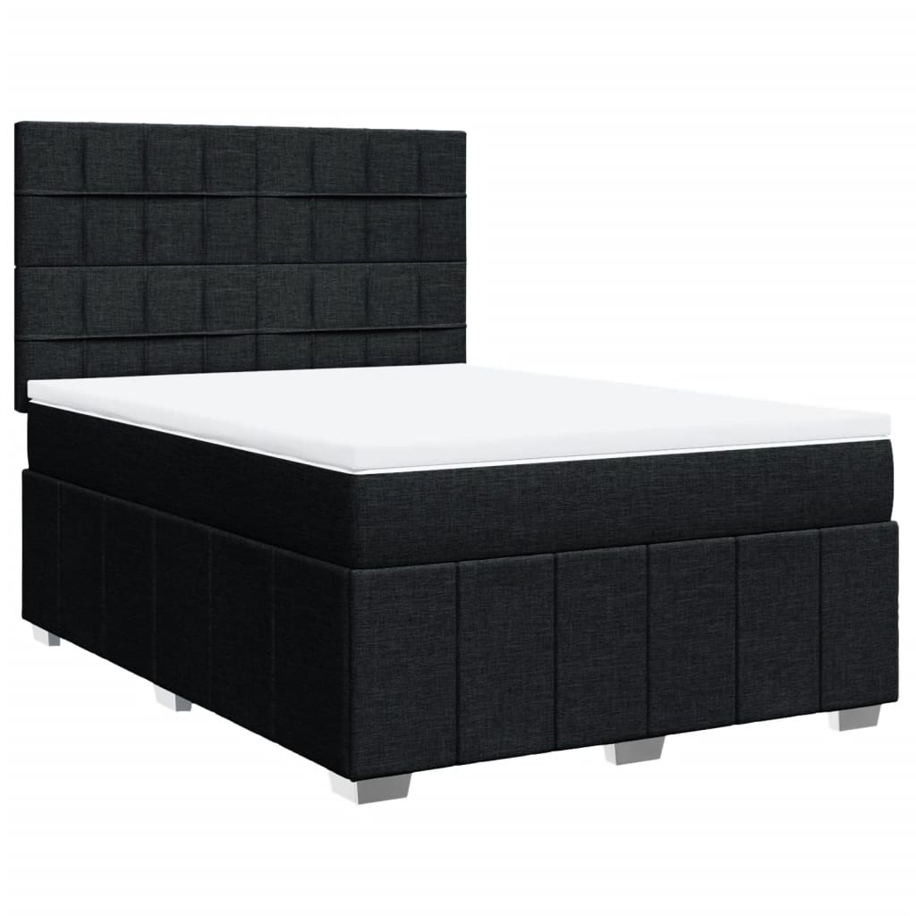 Sommier à lattes de lit avec matelas Noir 140x190 cm Tissu - XIOS