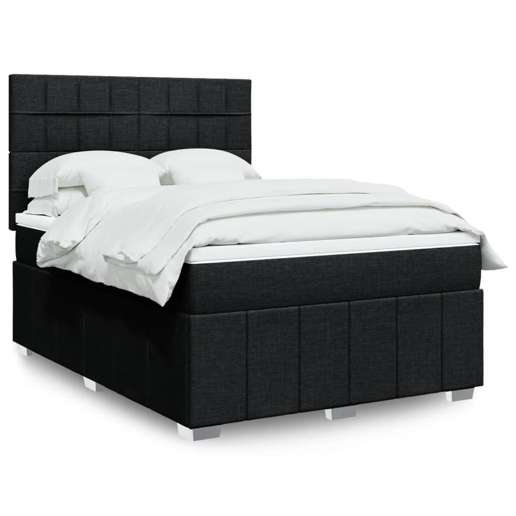 Sommier à lattes de lit avec matelas Noir 140x190 cm Tissu - XIOS