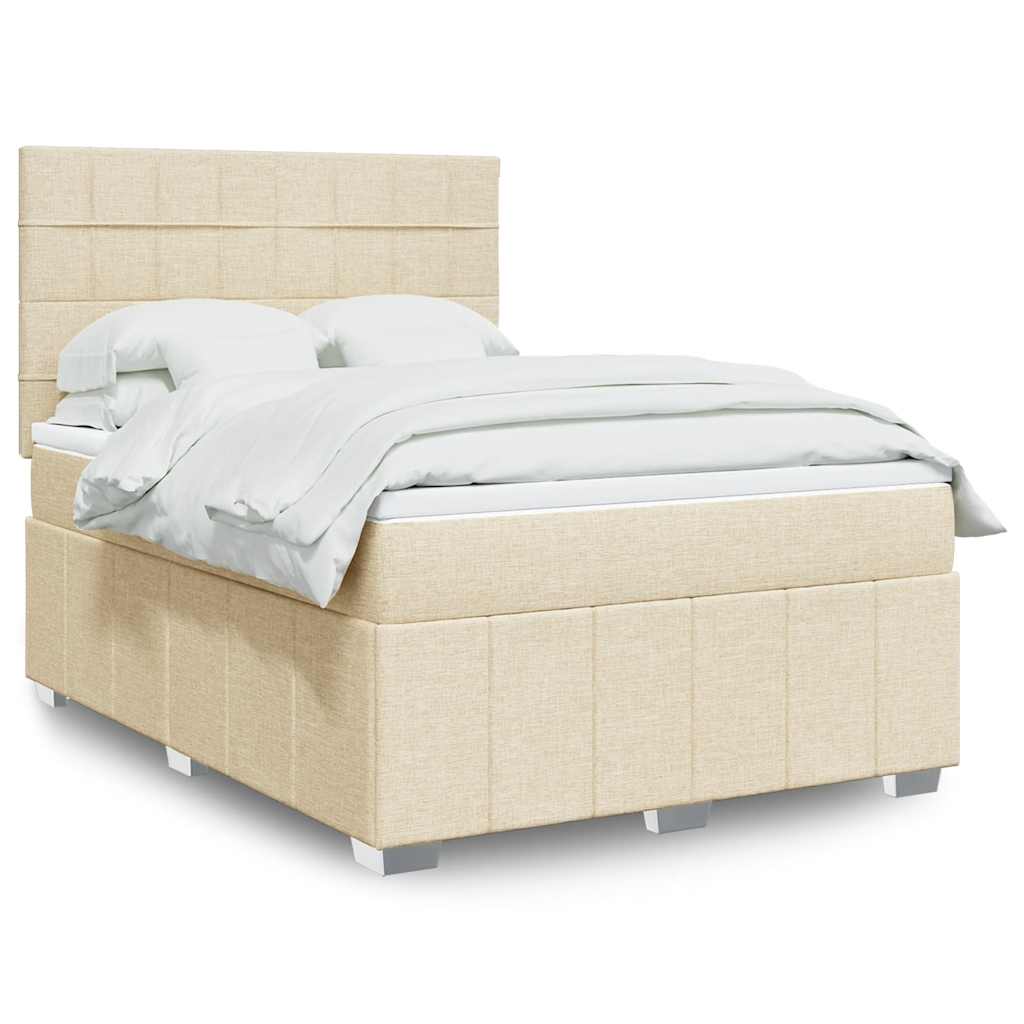 Sommier à lattes de lit avec matelas Crème 140x190 cm Tissu - XIOS