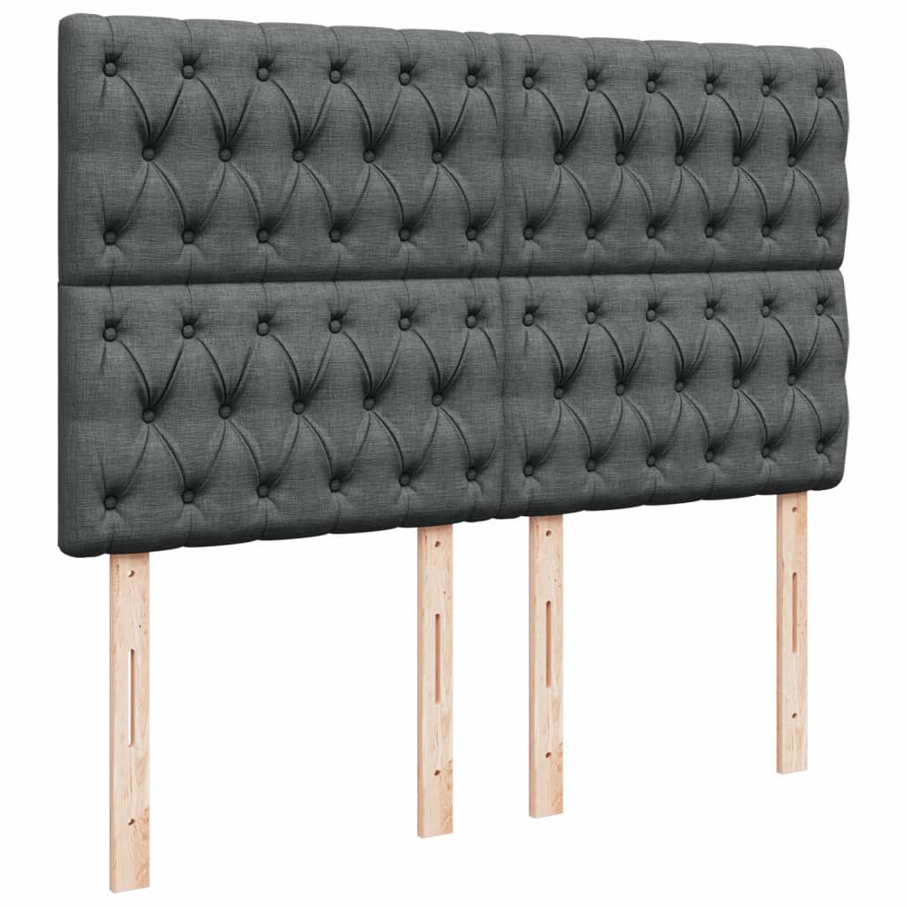 Sommier à lattes de lit avec matelas Gris foncé 140x190cm Tissu - XIOS