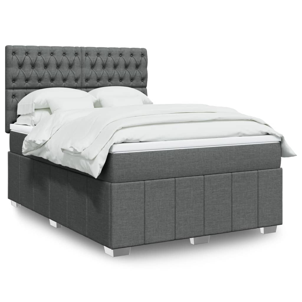 Sommier à lattes de lit avec matelas Gris foncé 140x190cm Tissu - XIOS