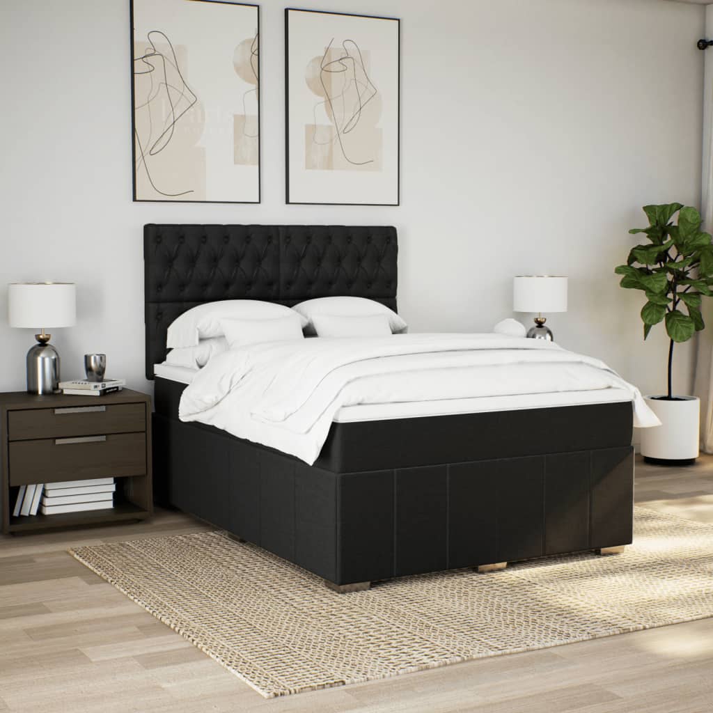 Sommier à lattes de lit avec matelas Noir 140x190 cm Tissu - XIOS