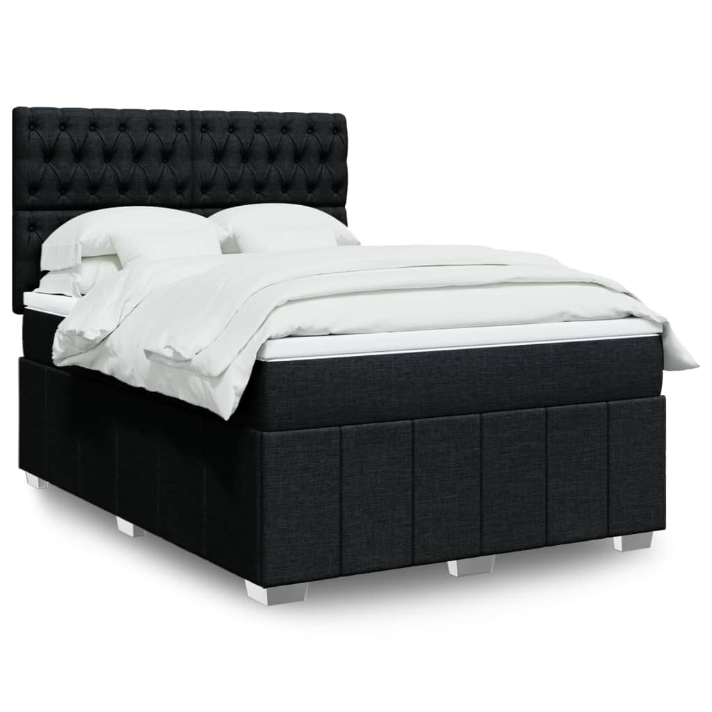 Sommier à lattes de lit avec matelas Noir 140x190 cm Tissu - XIOS