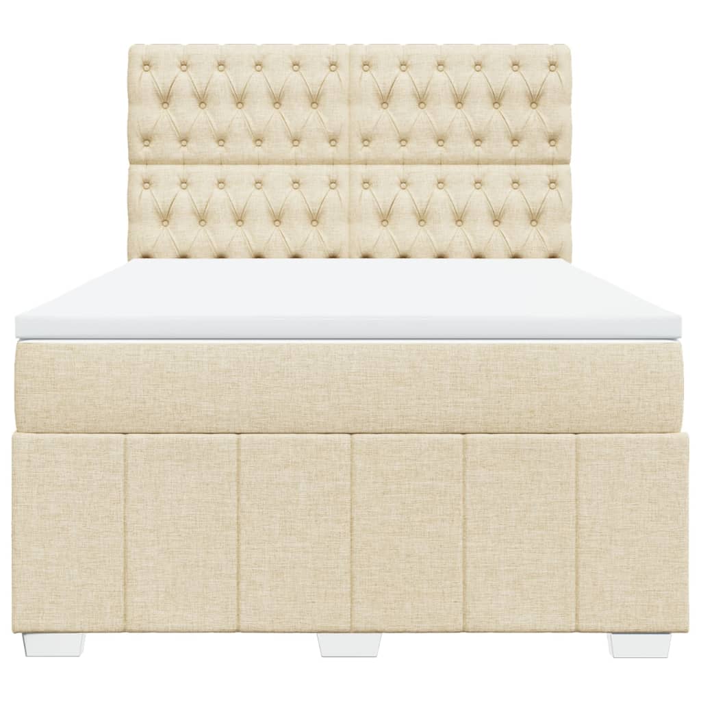 Sommier à lattes de lit avec matelas Crème 140x190 cm Tissu - XIOS