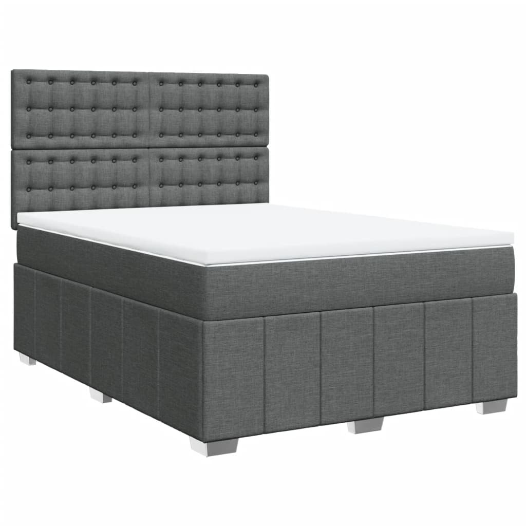 Sommier à lattes de lit avec matelas Gris foncé 140x190cm Tissu - XIOS