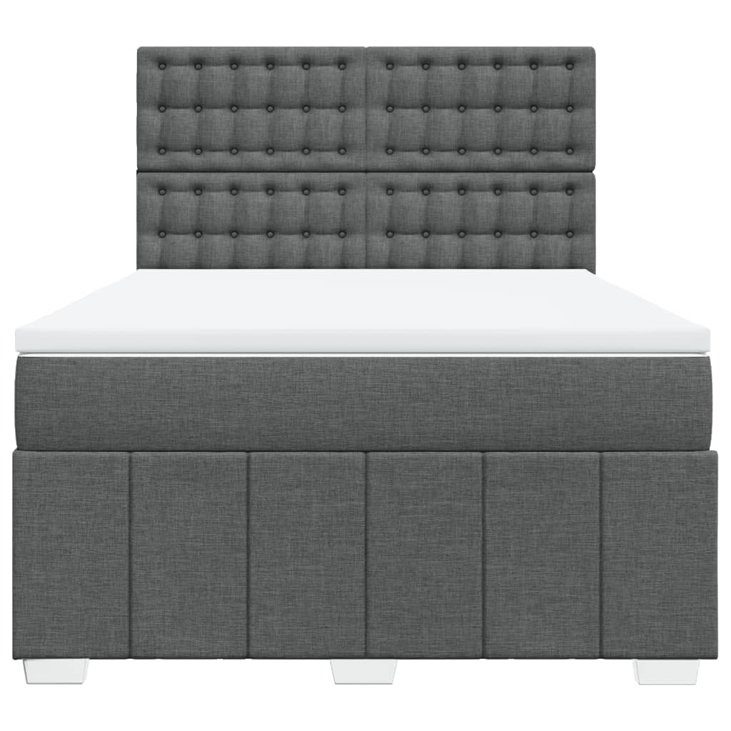 Sommier à lattes de lit avec matelas Gris foncé 140x190cm Tissu - XIOS