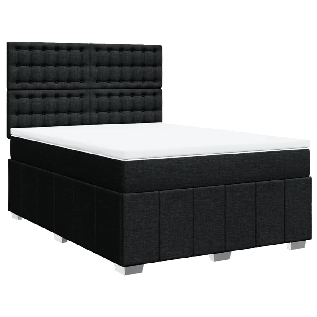Sommier à lattes de lit avec matelas Noir 140x190 cm Tissu - XIOS