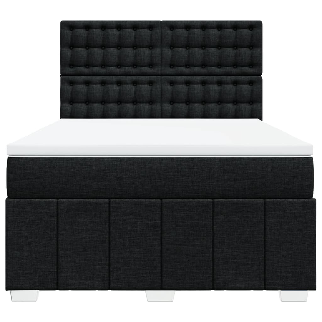 Sommier à lattes de lit avec matelas Noir 140x190 cm Tissu - XIOS