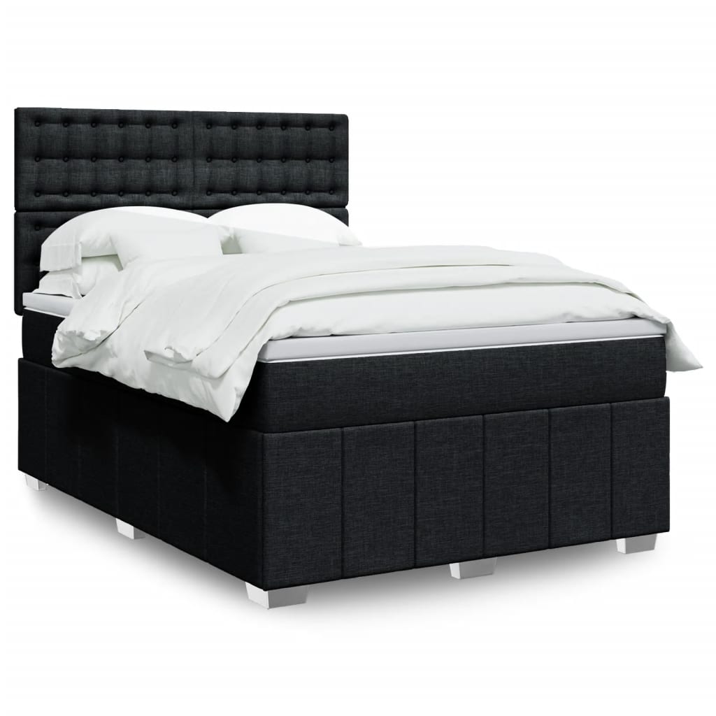 Sommier à lattes de lit avec matelas Noir 140x190 cm Tissu - XIOS