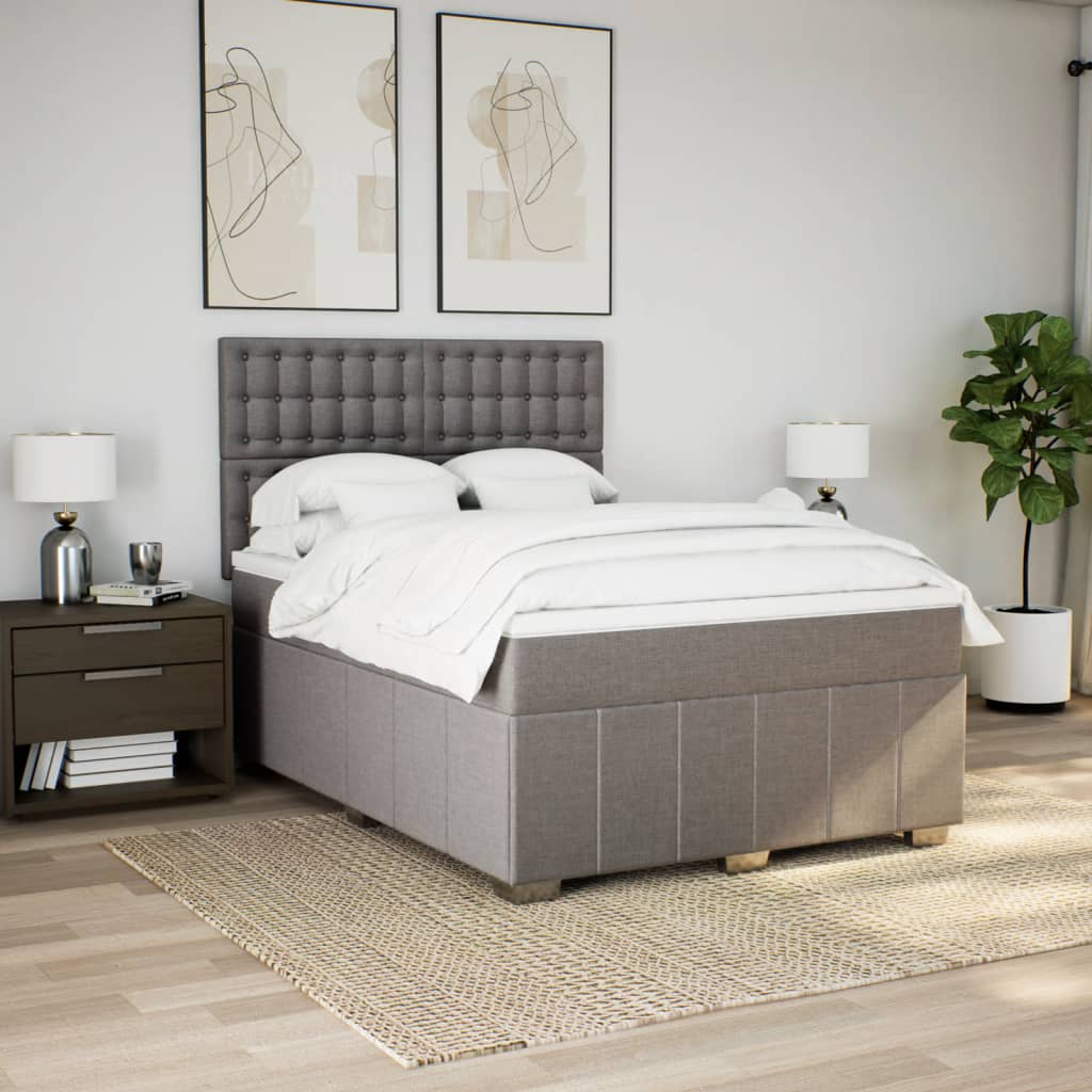 Sommier à lattes de lit avec matelas Taupe 140x190 cm Tissu - XIOS
