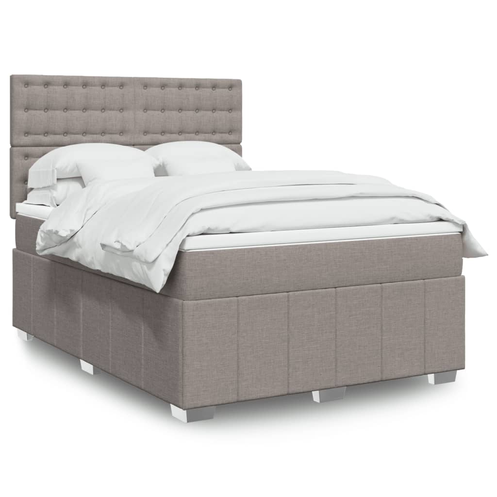 Sommier à lattes de lit avec matelas Taupe 140x190 cm Tissu - XIOS
