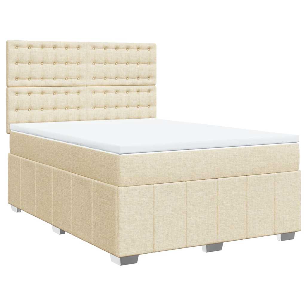 Sommier à lattes de lit avec matelas Crème 140x190 cm Tissu - XIOS