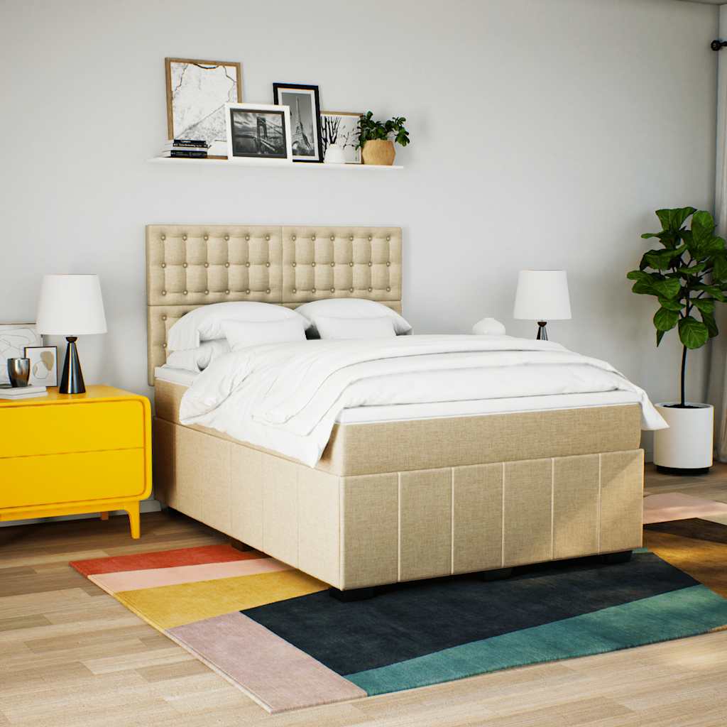 Sommier à lattes de lit avec matelas Crème 140x190 cm Tissu - XIOS
