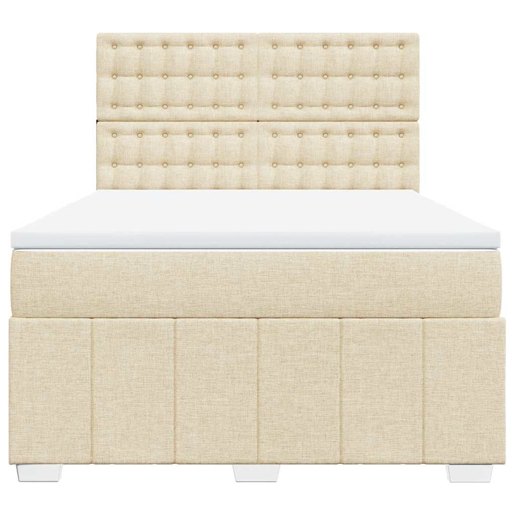 Sommier à lattes de lit avec matelas Crème 140x190 cm Tissu - XIOS