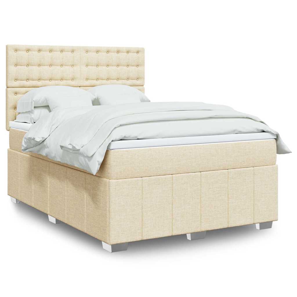 Sommier à lattes de lit avec matelas Crème 140x190 cm Tissu - XIOS
