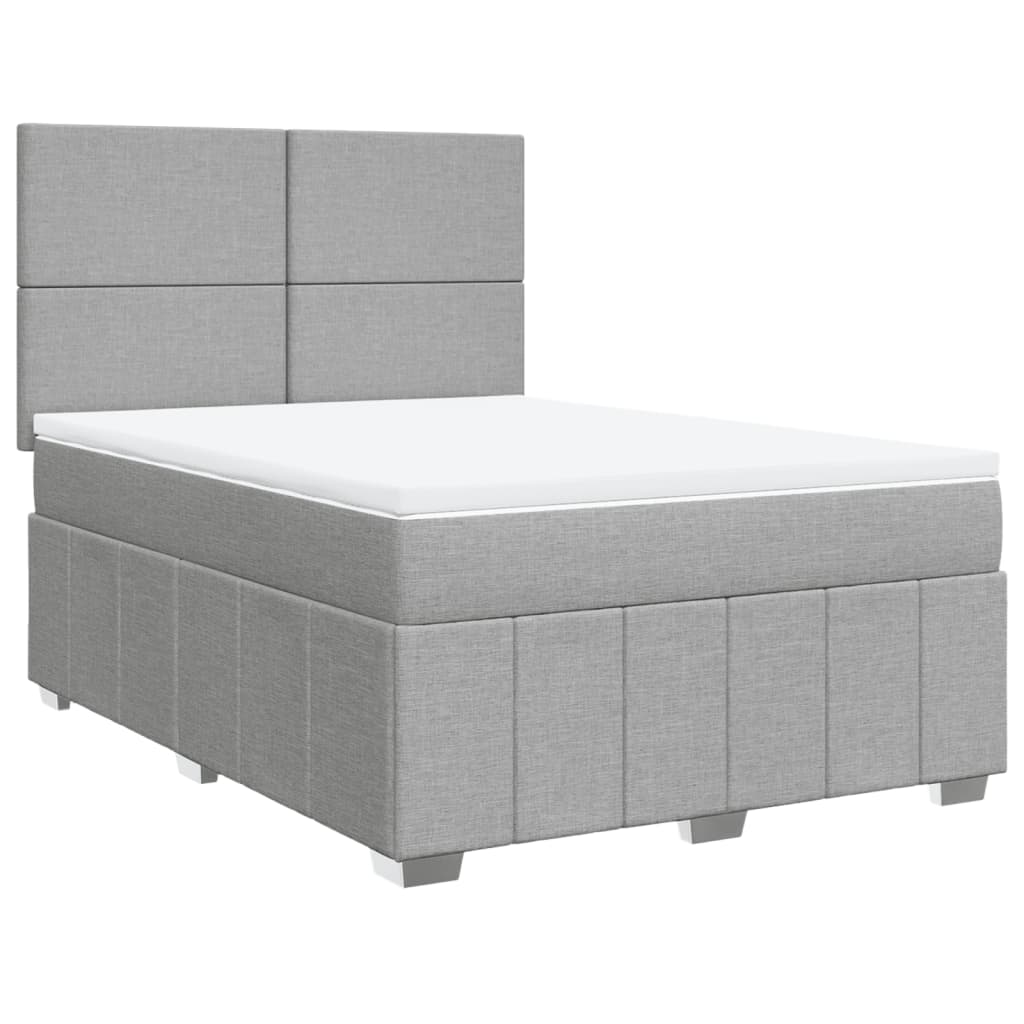 Sommier à lattes de lit avec matelas Gris clair 140x200cm Tissu - XIOS