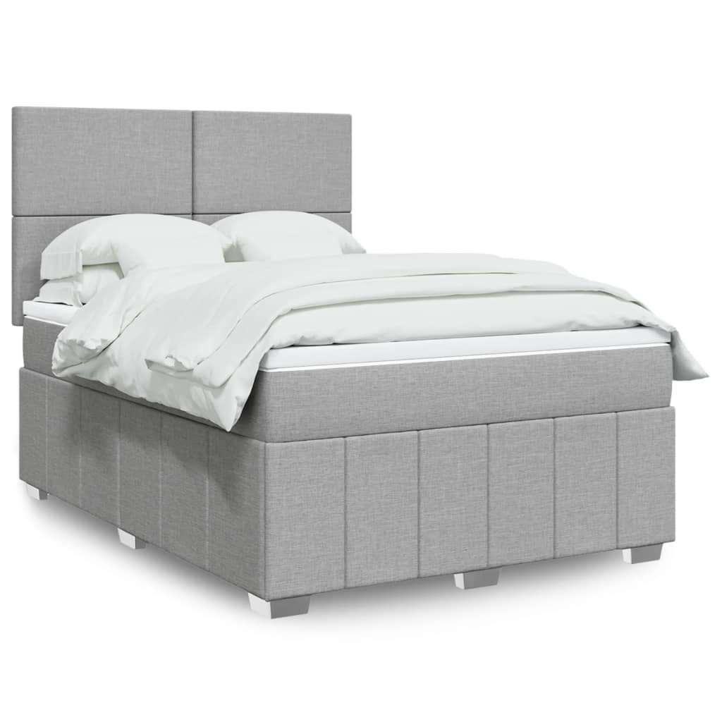 Sommier à lattes de lit avec matelas Gris clair 140x200cm Tissu - XIOS