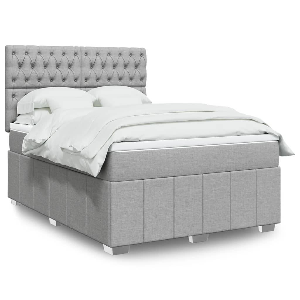 Sommier à lattes de lit avec matelas Gris clair 140x200cm Tissu - XIOS