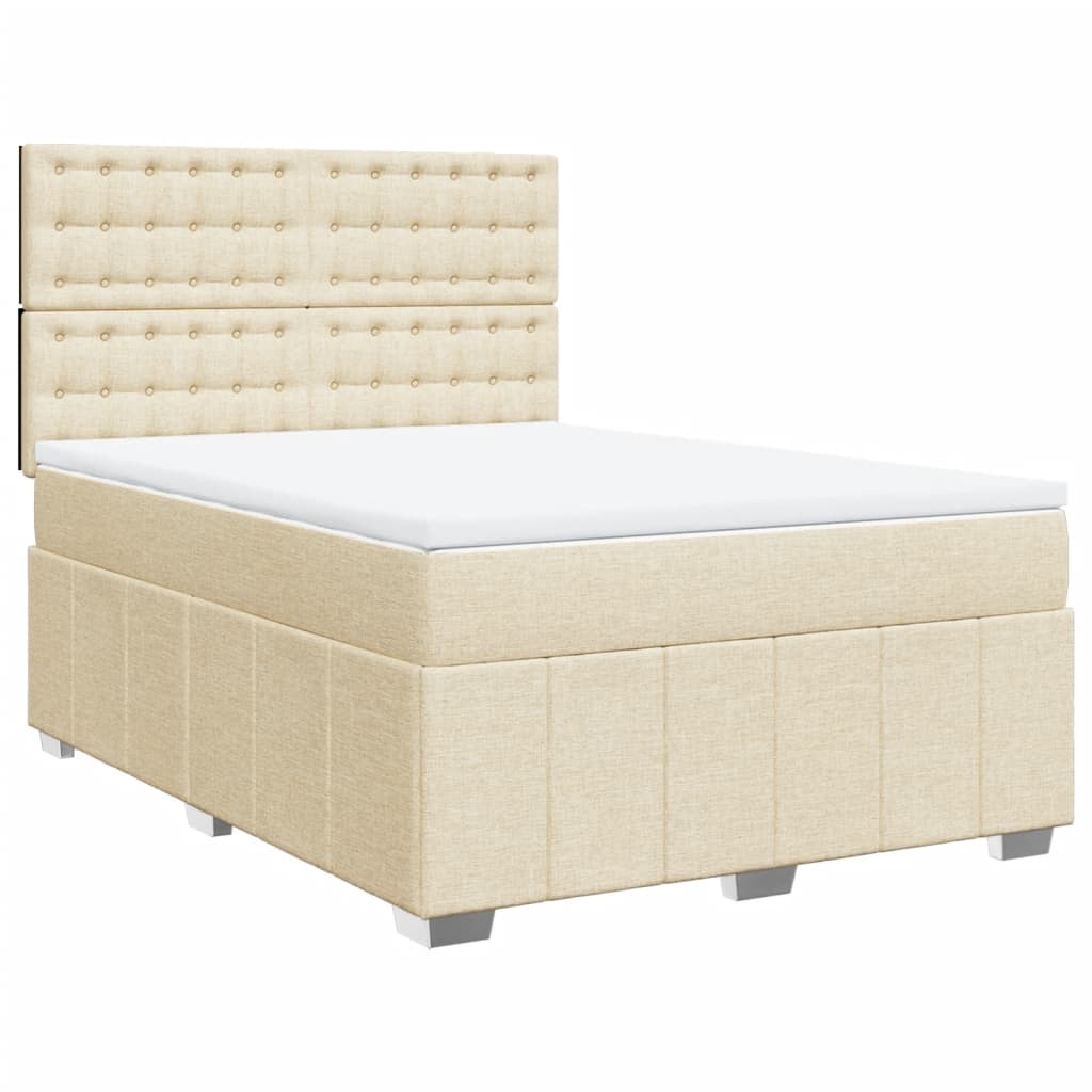 Sommier à lattes de lit avec matelas Crème 140x200 cm Tissu