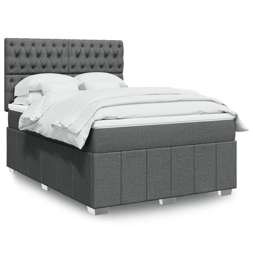 Sommier à lattes de lit avec matelas Gris foncé 160x200cm Tissu - XIOS
