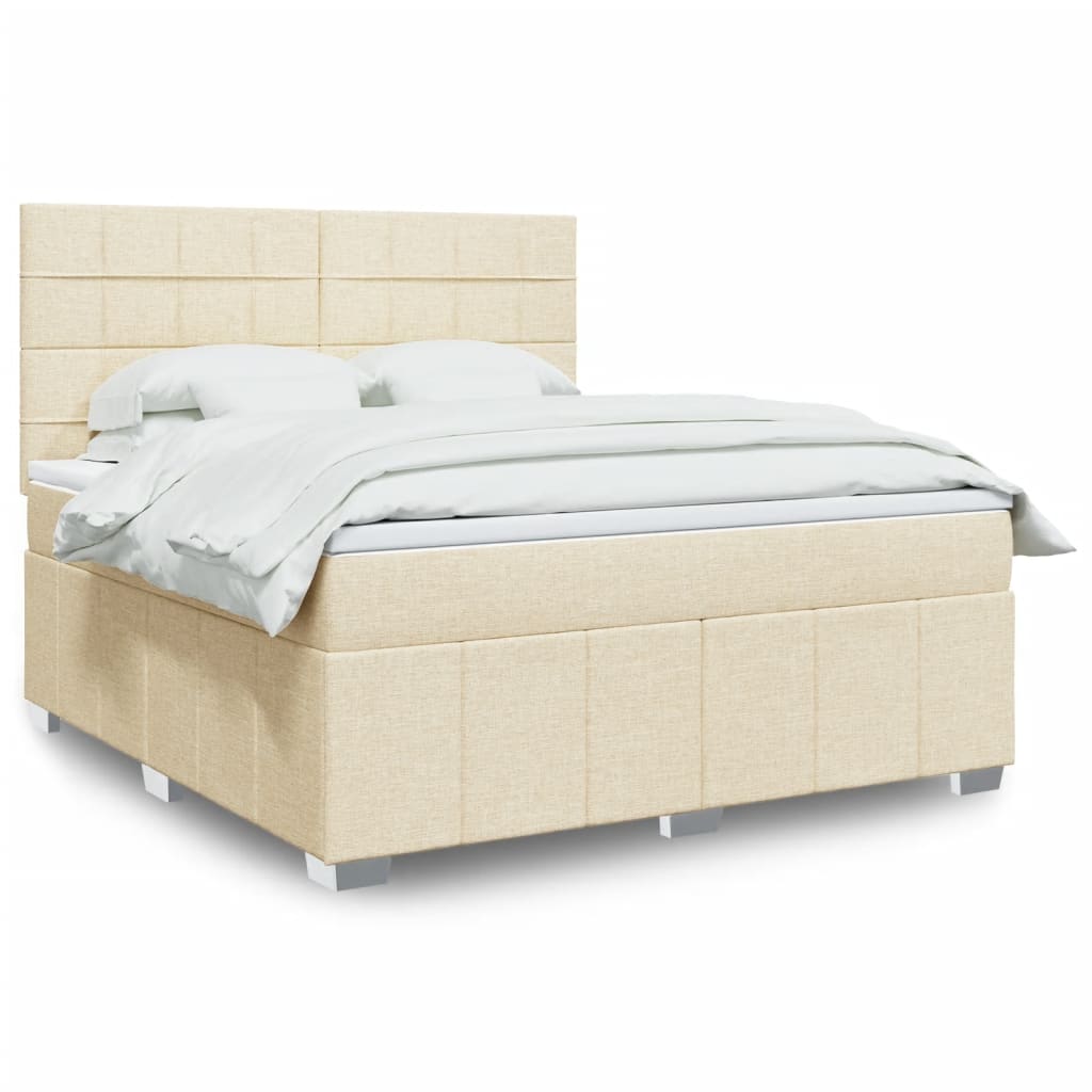 Sommier à lattes de lit avec matelas Crème 180x200 cm Tissu - XIOS