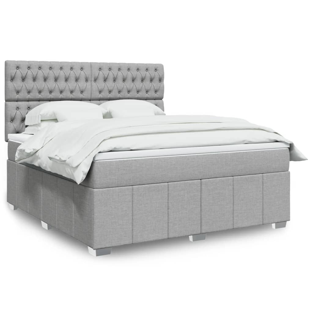Sommier à lattes de lit avec matelas Gris clair 180x200cm Tissu - XIOS