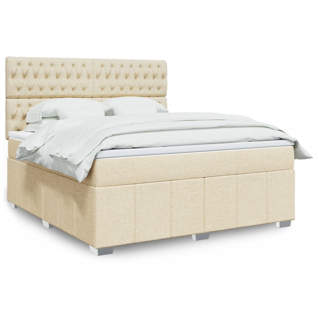 Sommier à lattes de lit avec matelas Crème 180x200 cm Tissu - XIOS