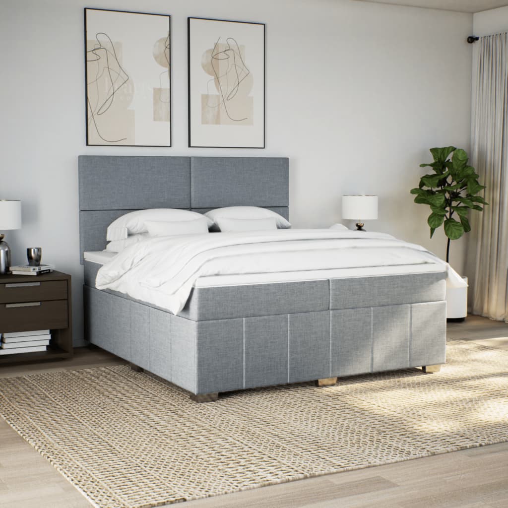 Sommier à lattes de lit avec matelas Gris clair 200x200cm Tissu - XIOS