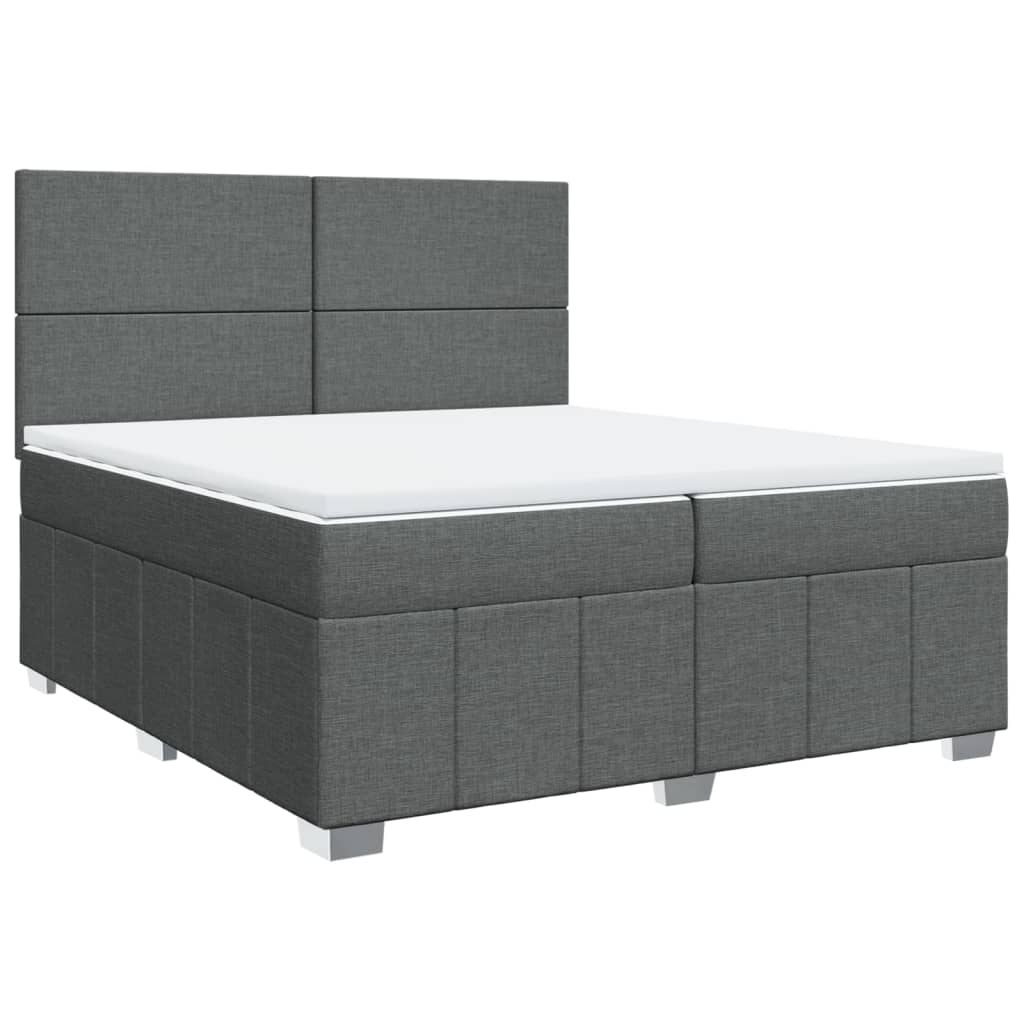 Sommier à lattes de lit avec matelas Gris foncé 200x200cm Tissu - XIOS