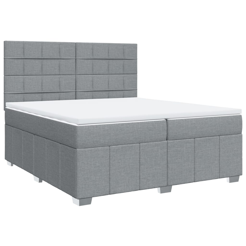 Sommier à lattes de lit avec matelas Gris clair 200x200cm Tissu - XIOS