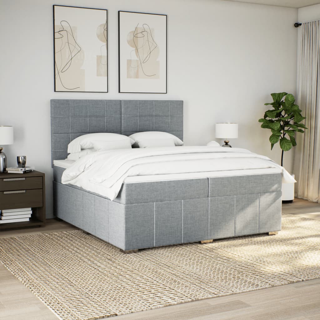 Sommier à lattes de lit avec matelas Gris clair 200x200cm Tissu - XIOS