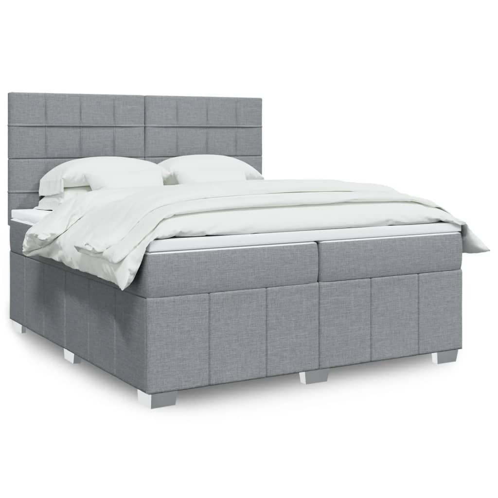 Sommier à lattes de lit avec matelas Gris clair 200x200cm Tissu - XIOS