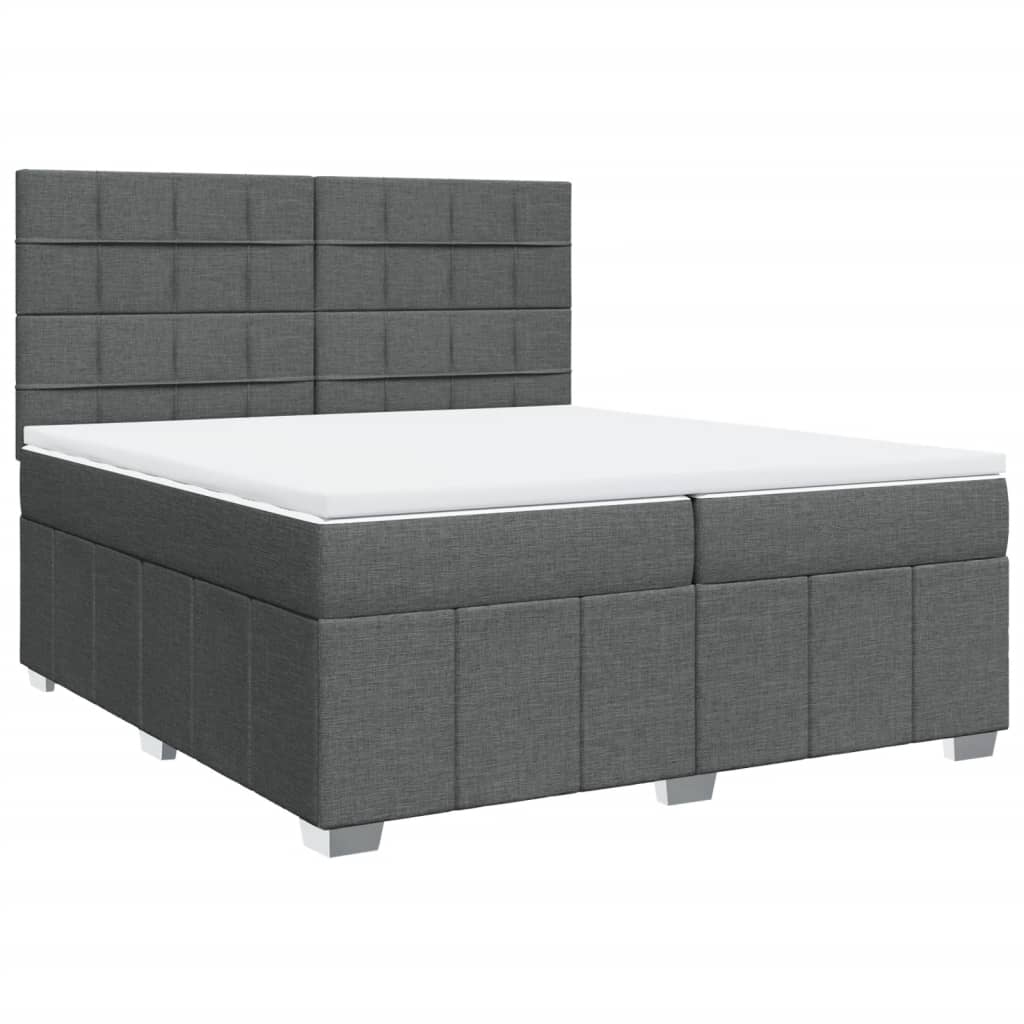 Sommier à lattes de lit avec matelas Gris foncé 200x200cm Tissu - XIOS