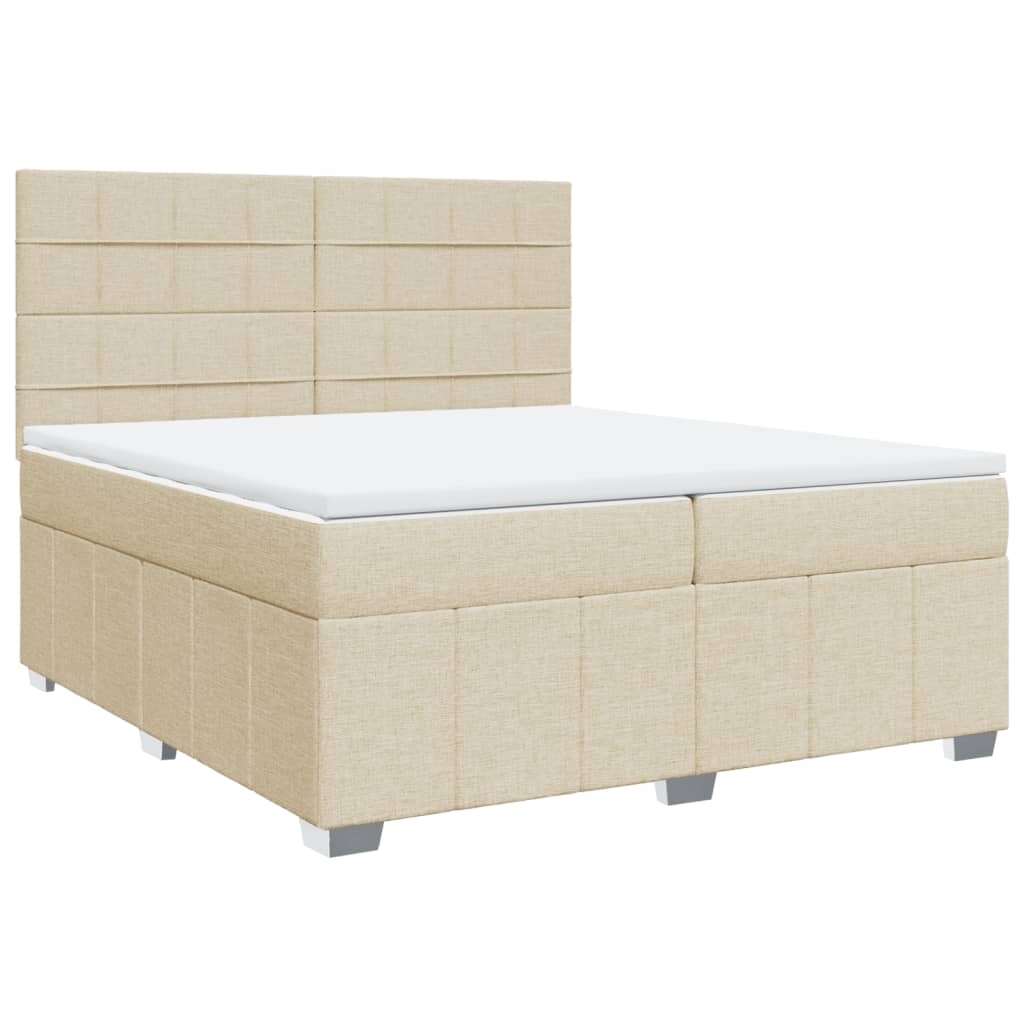 Sommier à lattes de lit avec matelas Crème 200x200 cm Tissu - XIOS