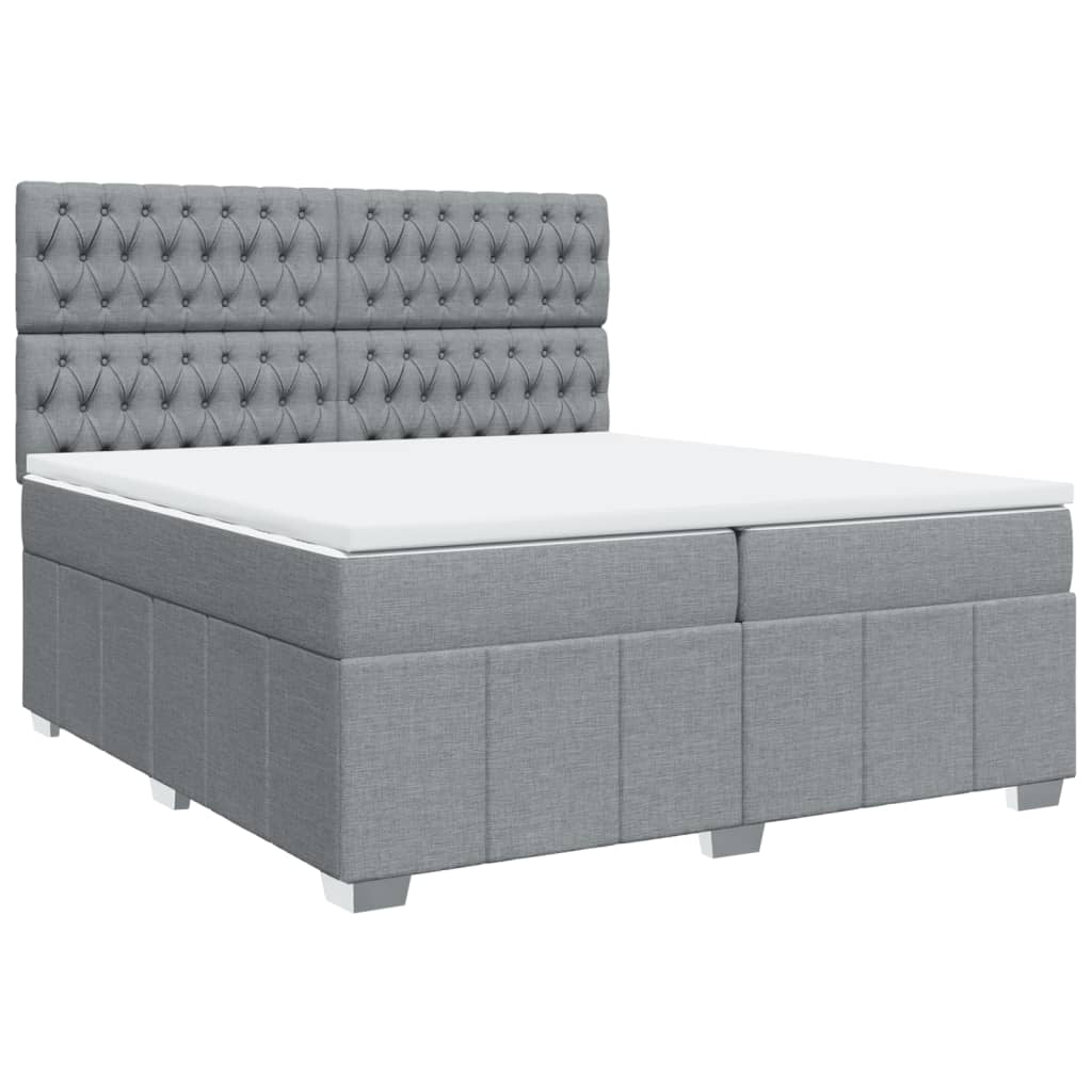 Sommier à lattes de lit avec matelas Gris clair 200x200cm Tissu - XIOS