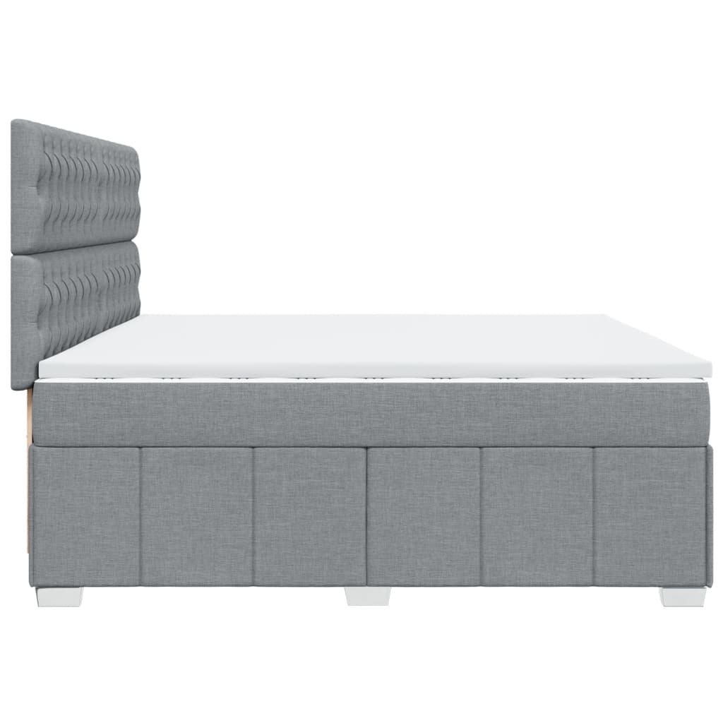 Sommier à lattes de lit avec matelas Gris clair 200x200cm Tissu - XIOS