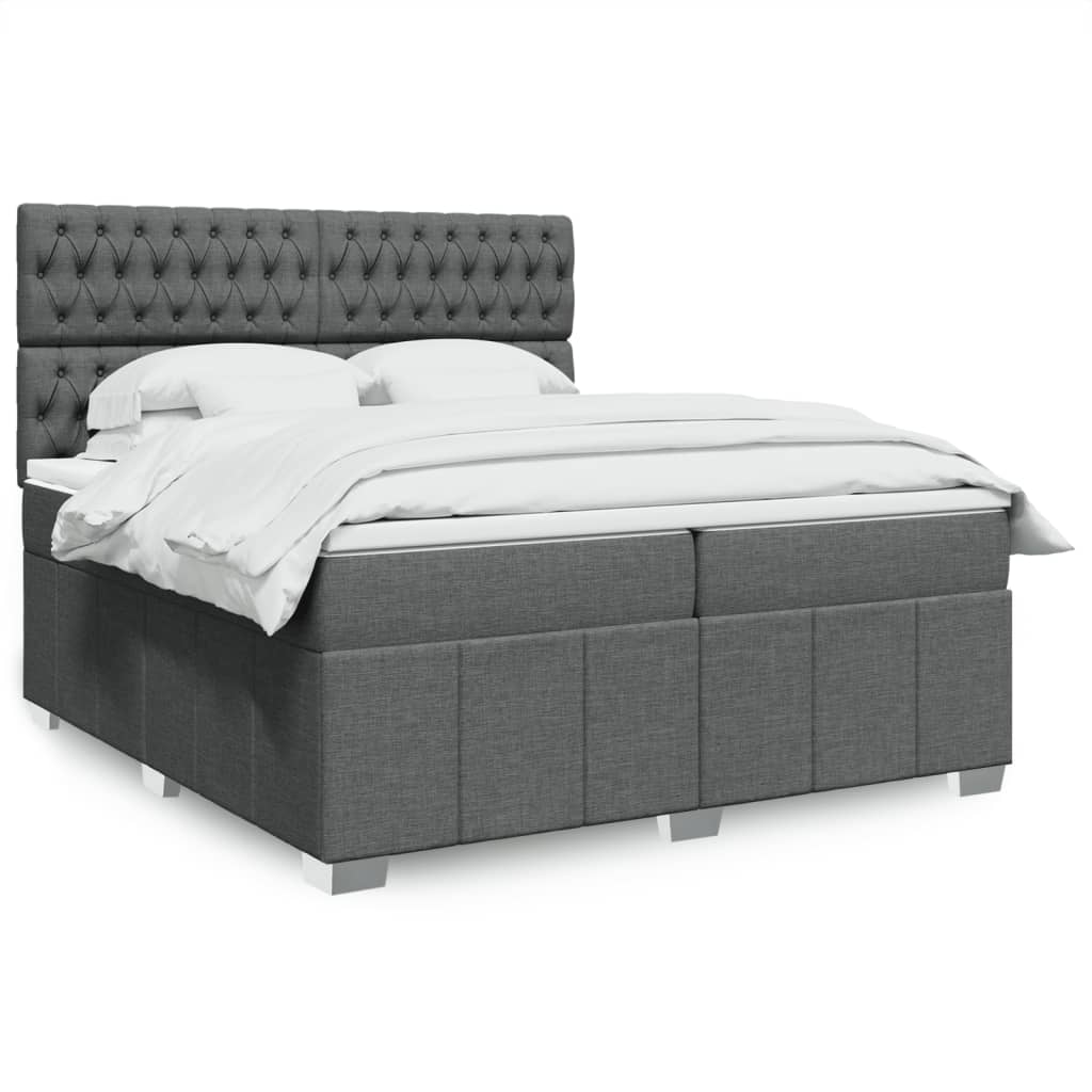 Sommier à lattes de lit avec matelas Gris foncé 200x200cm Tissu - XIOS
