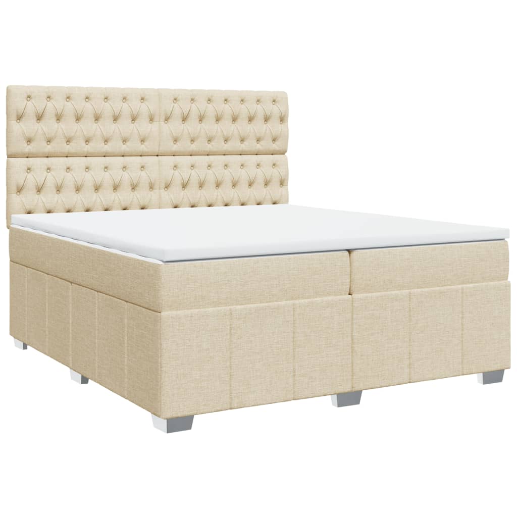 Sommier à lattes de lit avec matelas Crème 200x200 cm Tissu - XIOS